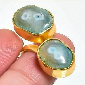 New Botswana Agate Adjustable Gold Ring.